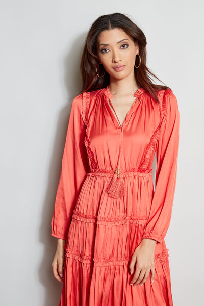 Long Sleeve Ruffle Midi Dress Image 3