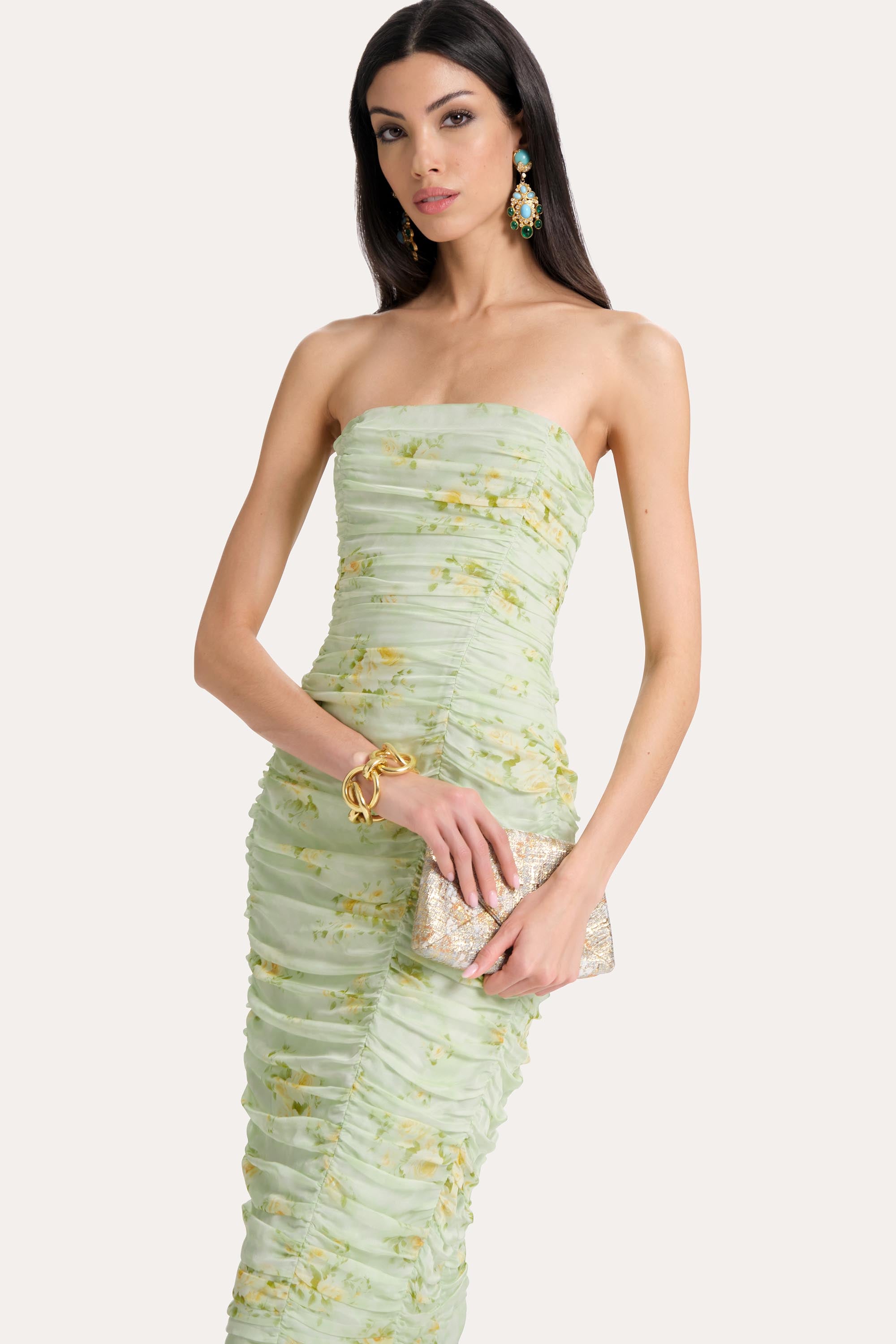 Sierra Ruched Silk Chiffon Dress