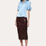 Sylvie Silk Charmeuse Short Sleeve Shirt