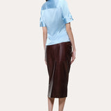 Sylvie Silk Charmeuse Short Sleeve Shirt