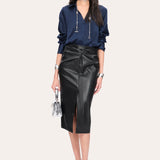 Vegan Leather Twist Skirt
