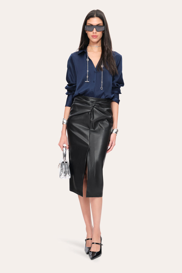 Vegan Leather Twist Skirt