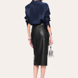 Vegan Leather Twist Skirt