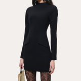Harper Japanese Crepe Mock Neck Mini Dress