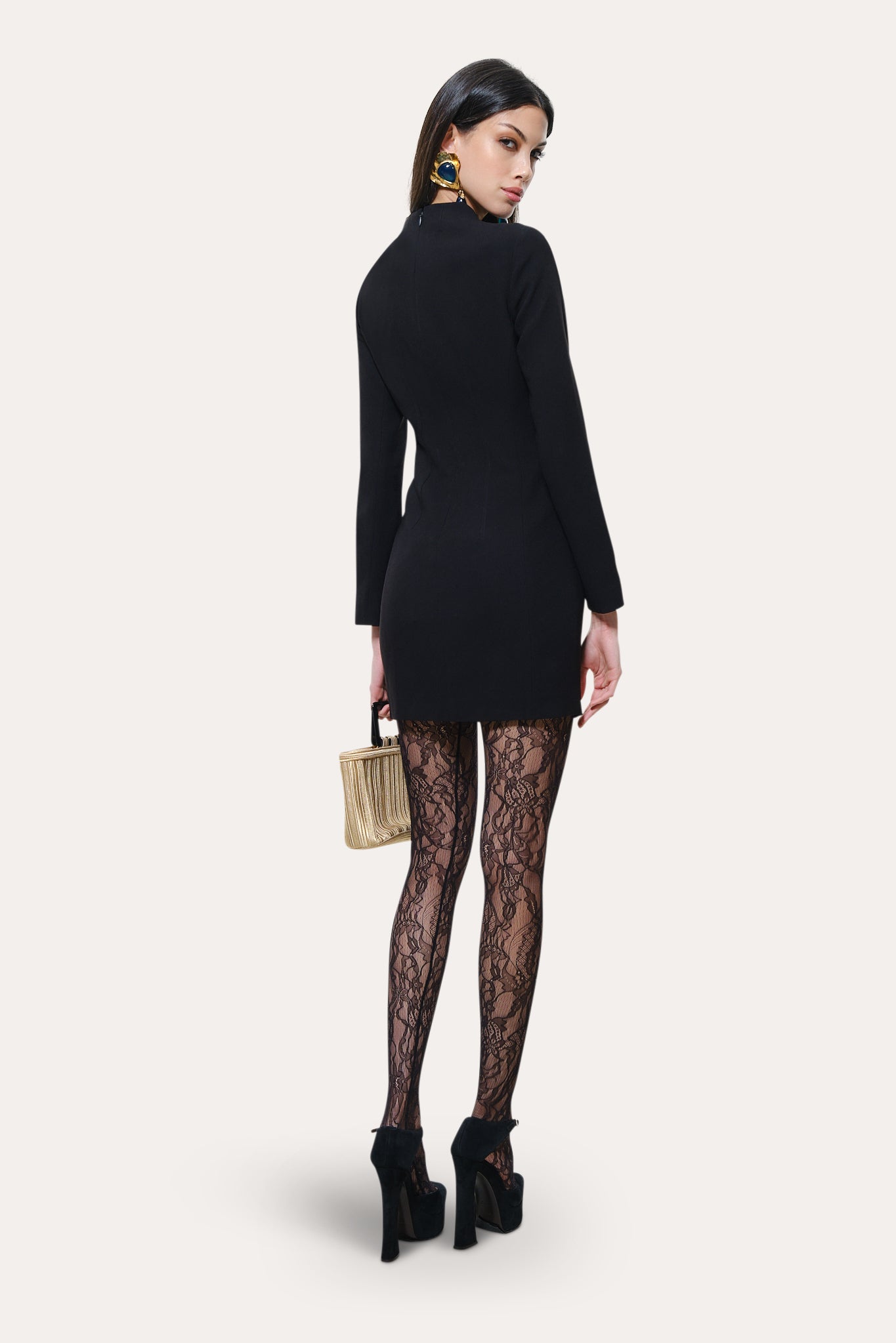 Harper Japanese Crepe Mock Neck Mini Dress