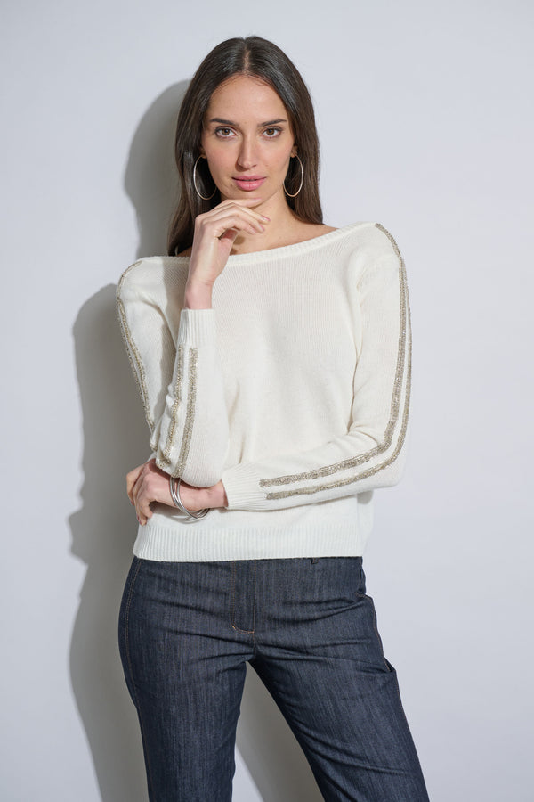 Embellished Merino Cashmere Sweater