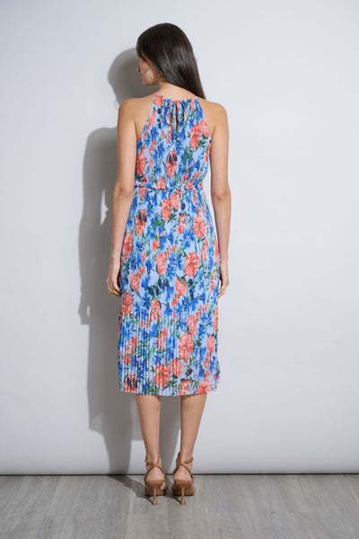 Floral Halter Pleated Midi Dress Image 6