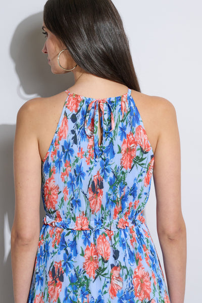 Floral Halter Pleated Midi Dress Image 5