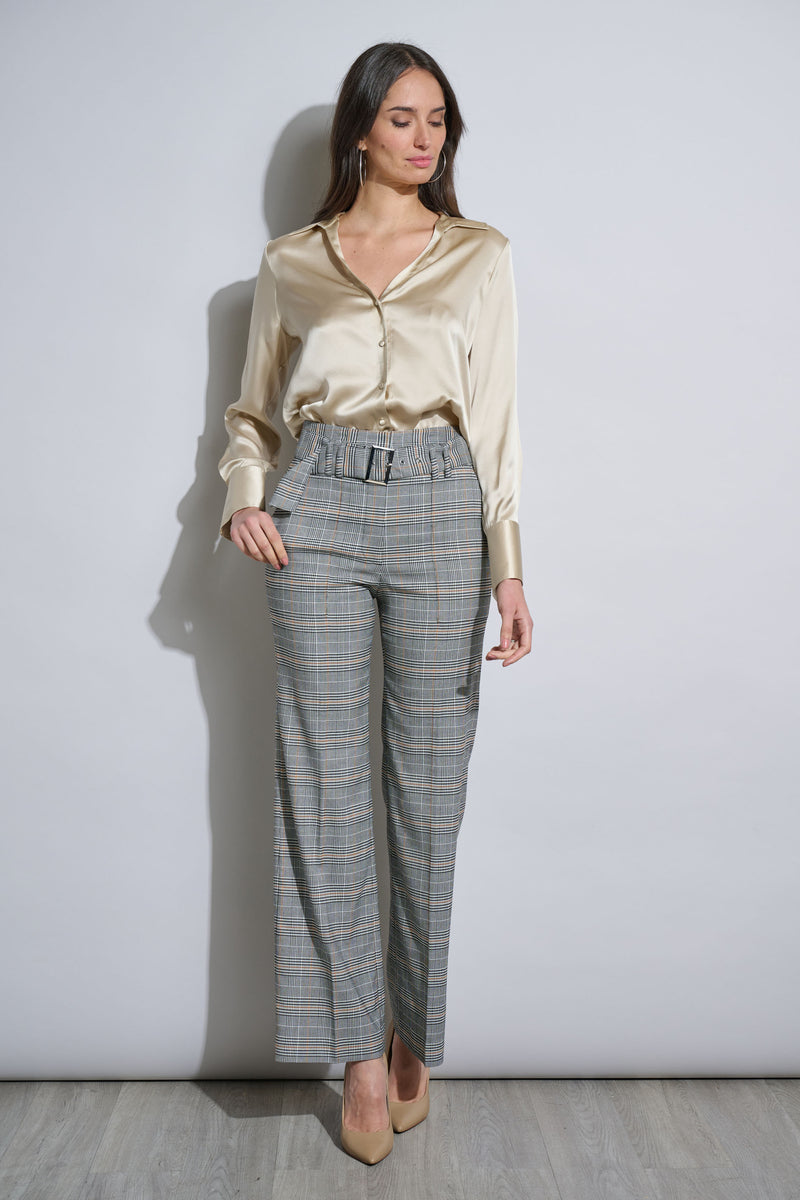 Plaid Belted Pant