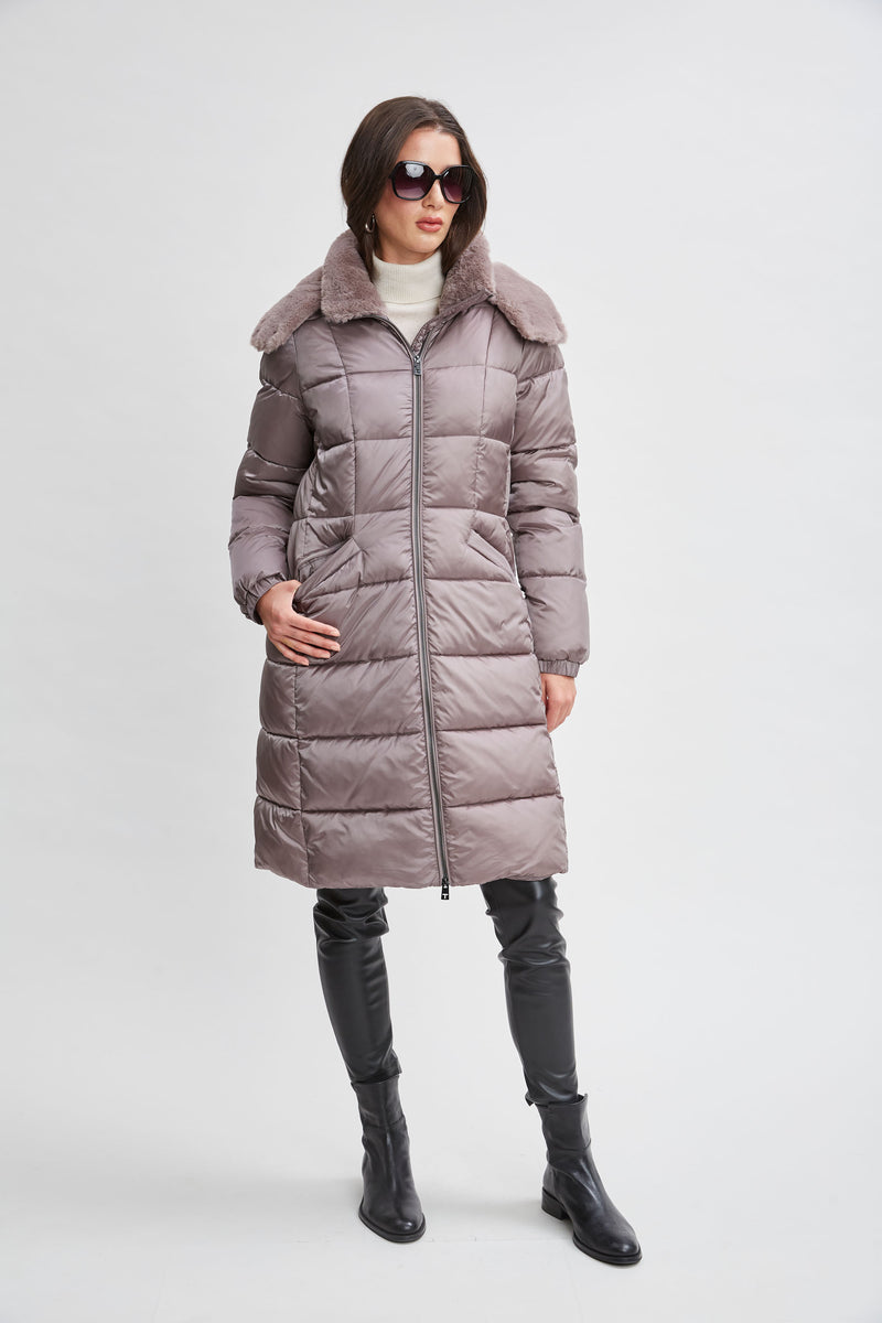 Tahari Faux Fur Trimmed Puffer Coat Elie Tahari