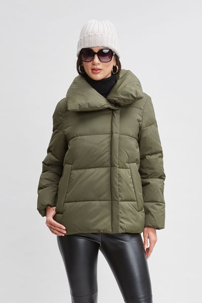 Tahari Asymmetric Short Puffer Coat Image 1