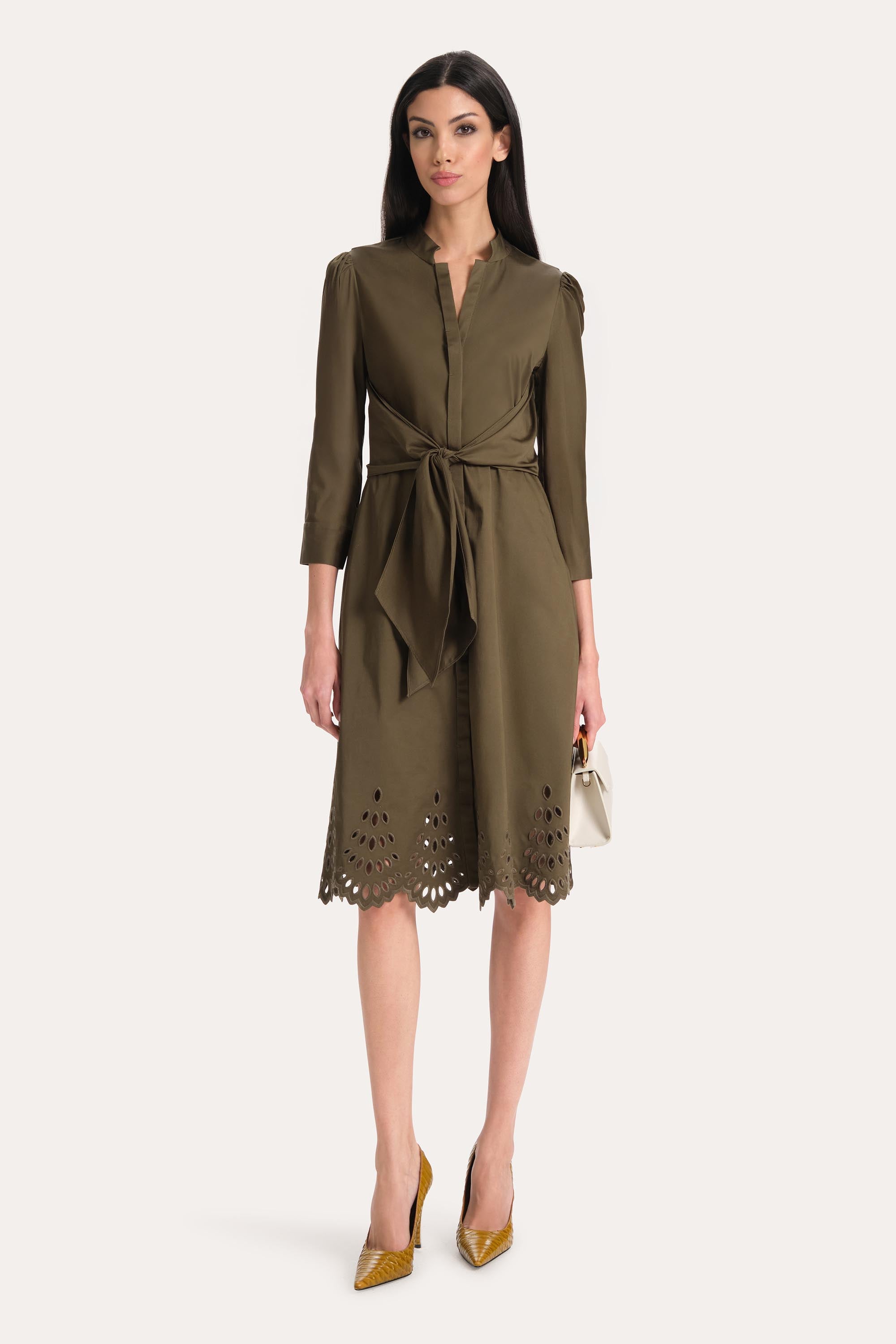 Cotton Tie Embroidered Dress