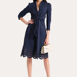 Cotton Tie Embroidered Dress