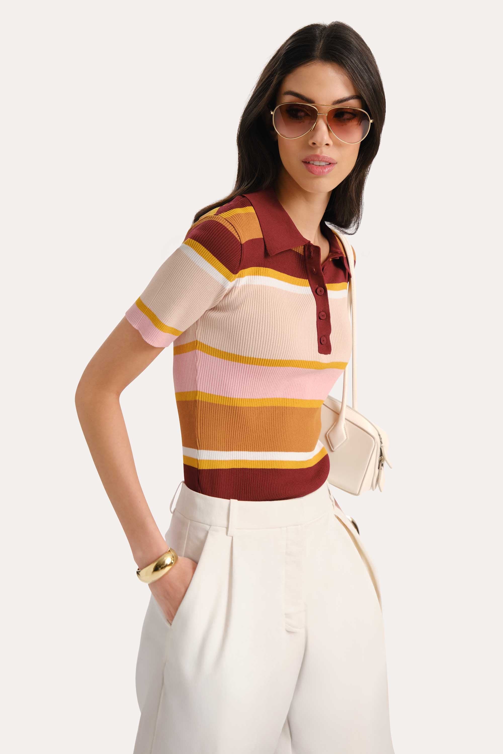 Sylvie Striped Polo Shirt