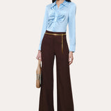 Anya Silk Charmeuse Ruched Shirt