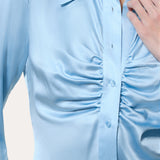 Anya Silk Charmeuse Ruched Shirt