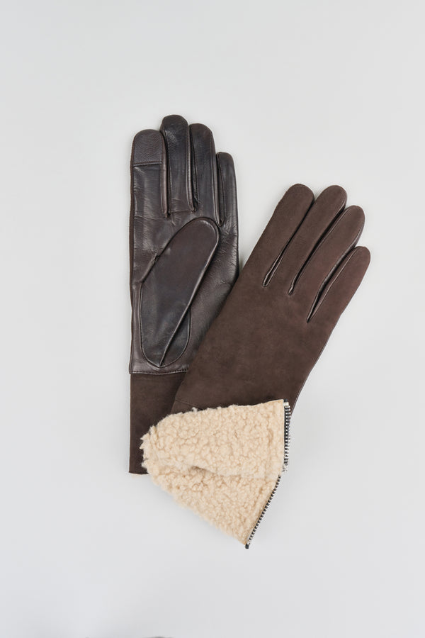 Suede Shearling Gloves