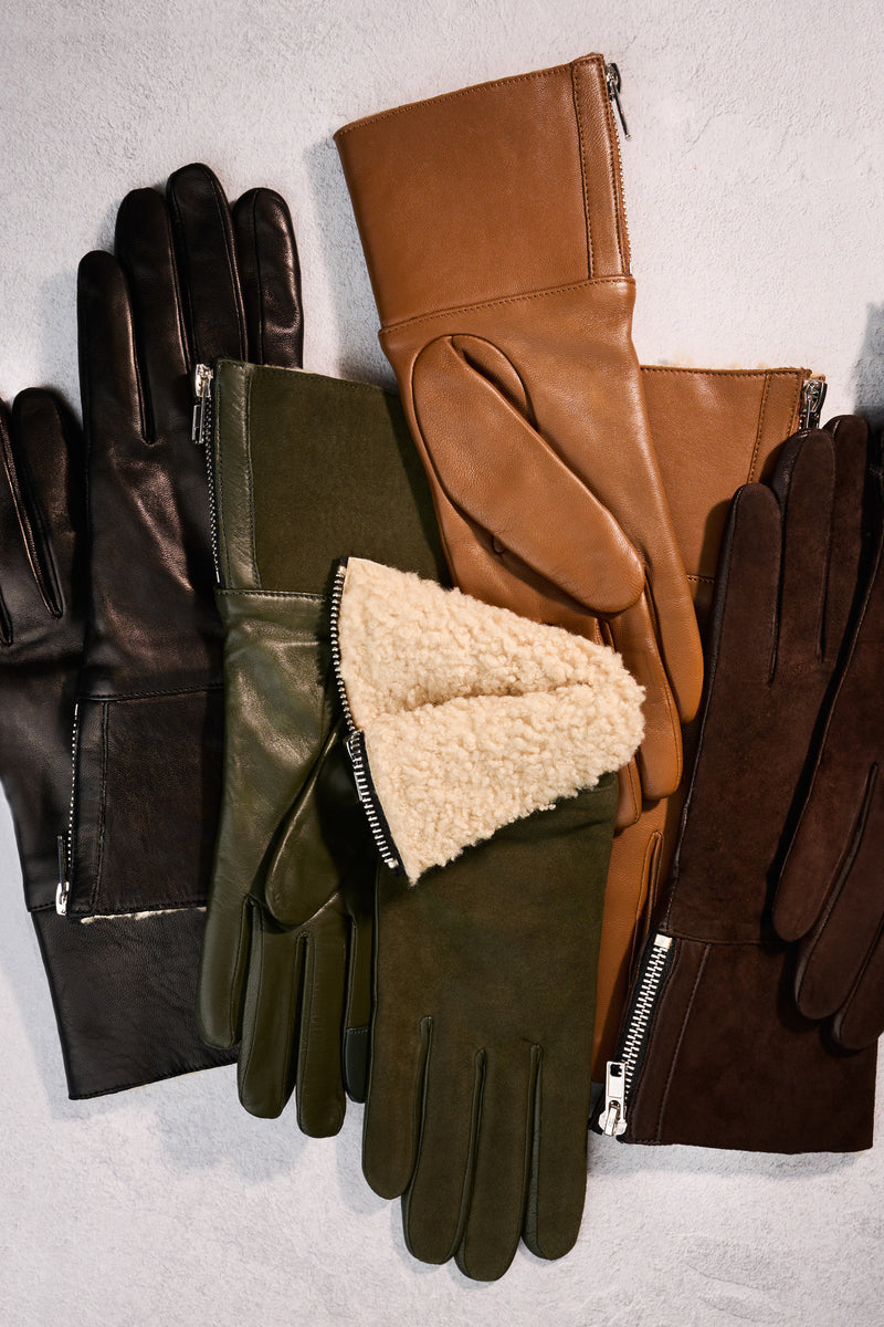 Suede Shearling Gloves