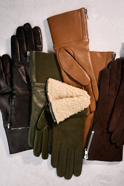 Leather Shearling Gloves Image 3