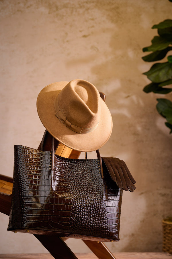 Crocodile Embossed Leather Tote