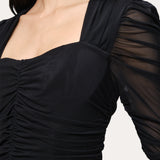 Ruched Mesh Dress