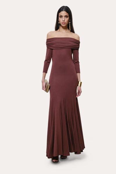 Olympia Off-Shoulder Flare Dress