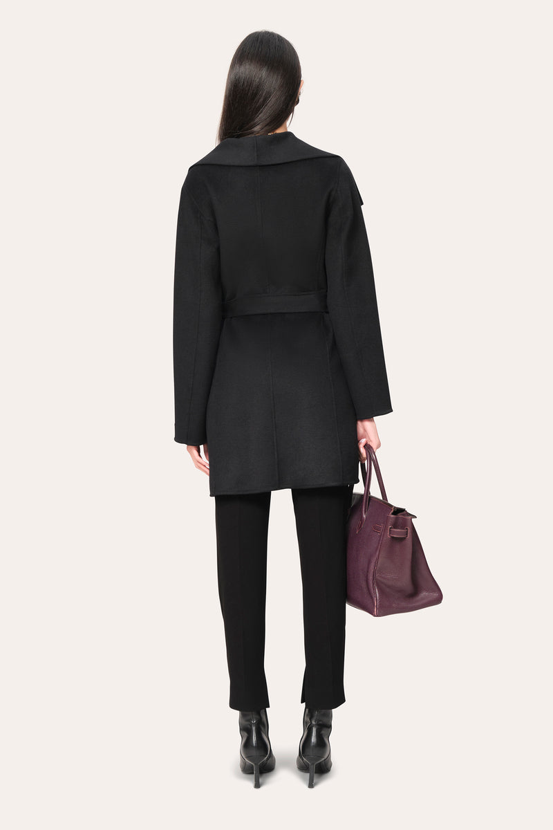 Tahari Double Face Wool Lightweight Wrap Coat
