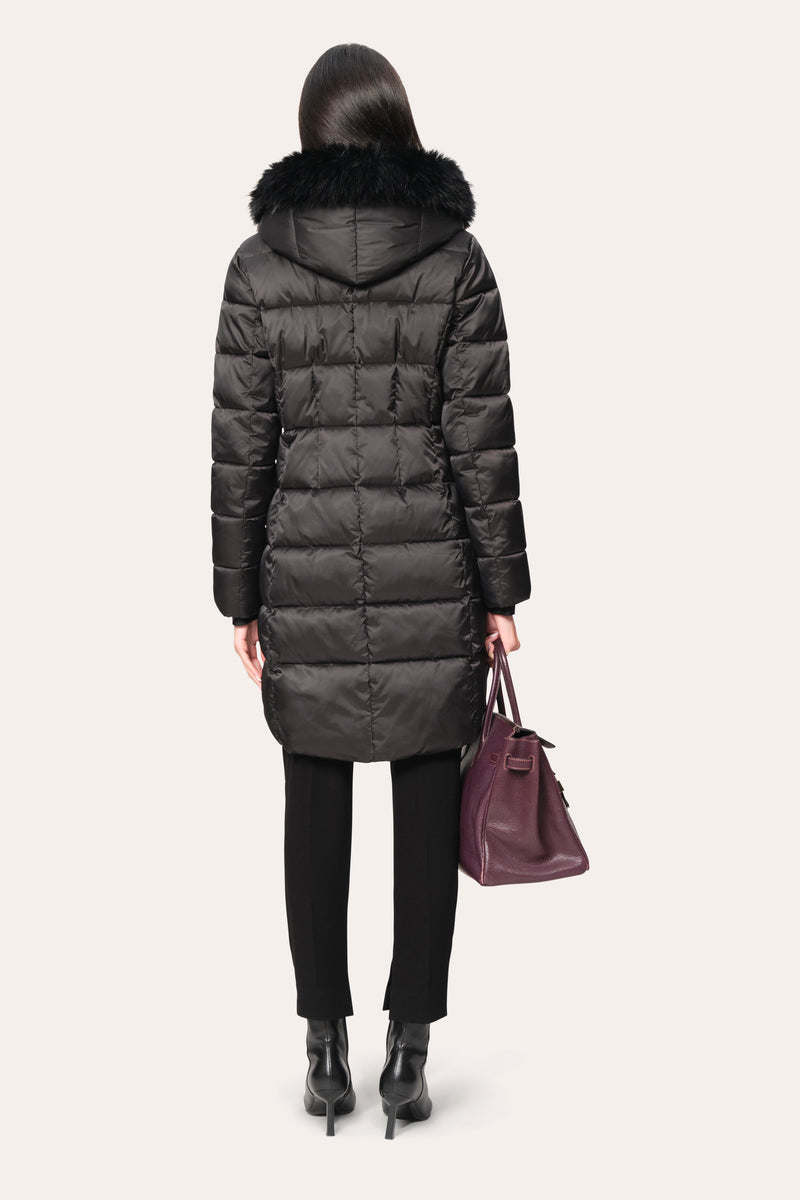 Tahari Velvet Trim Down Coat