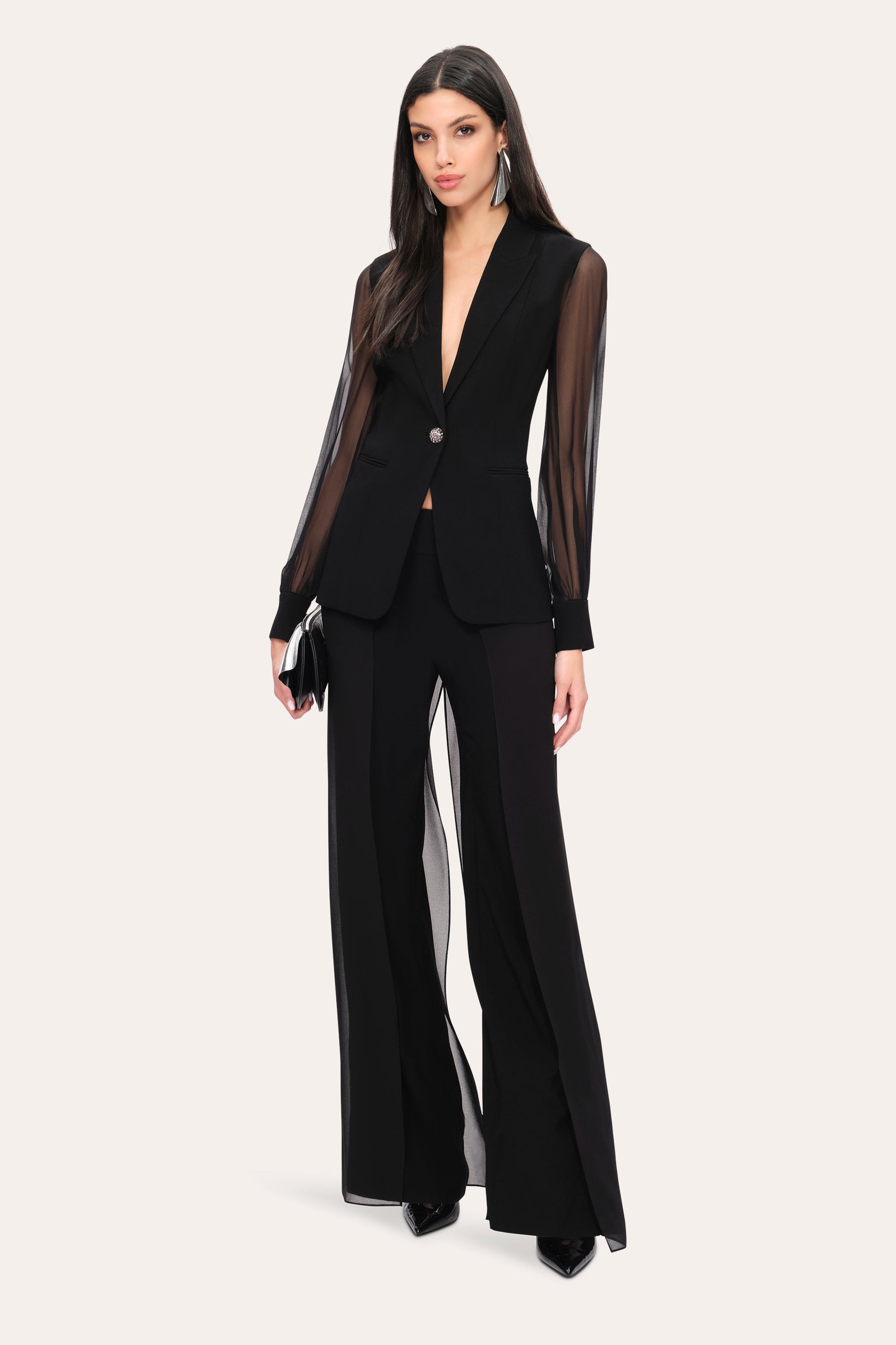 ELIE TAHARIシフォンスリーブ ブレザー Chiffon Sleeve Blazer – Elie Tahari