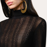 Silk Pointelle Turtleneck Sweater