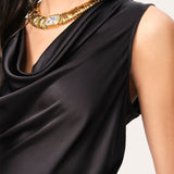Silk Cowl Neck Top