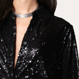 Sequined Button Down