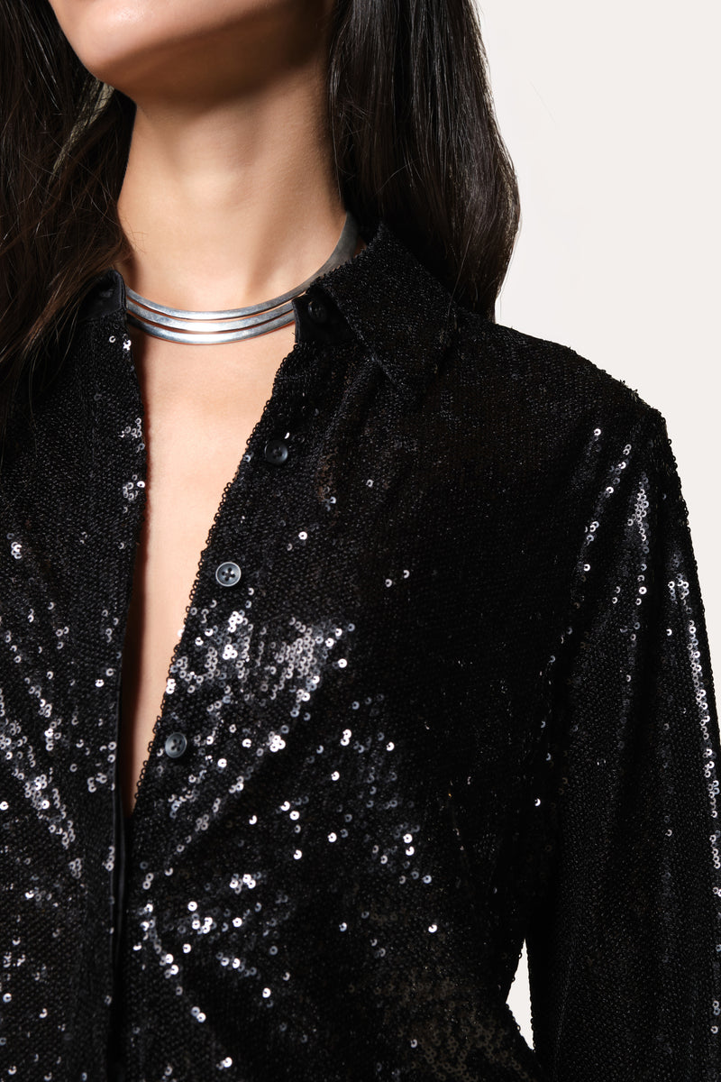 Sequined Button Down
