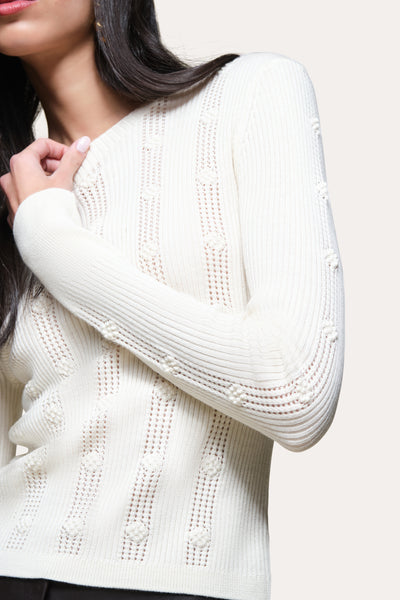 Silk Pointelle Sweater Image 4