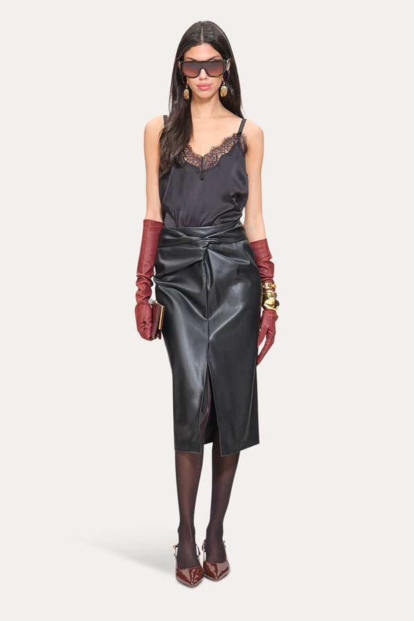 Vegan Leather Twist Skirt