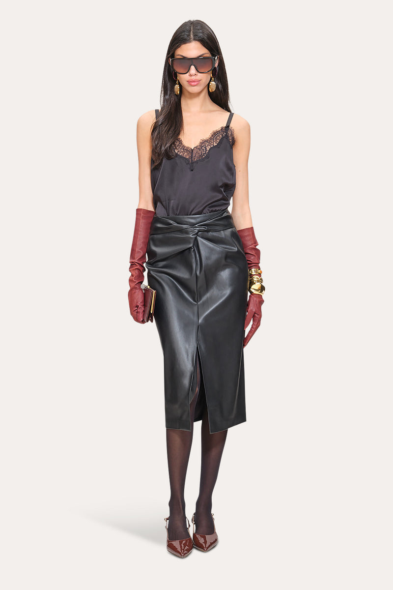 Vegan Leather Twist Skirt