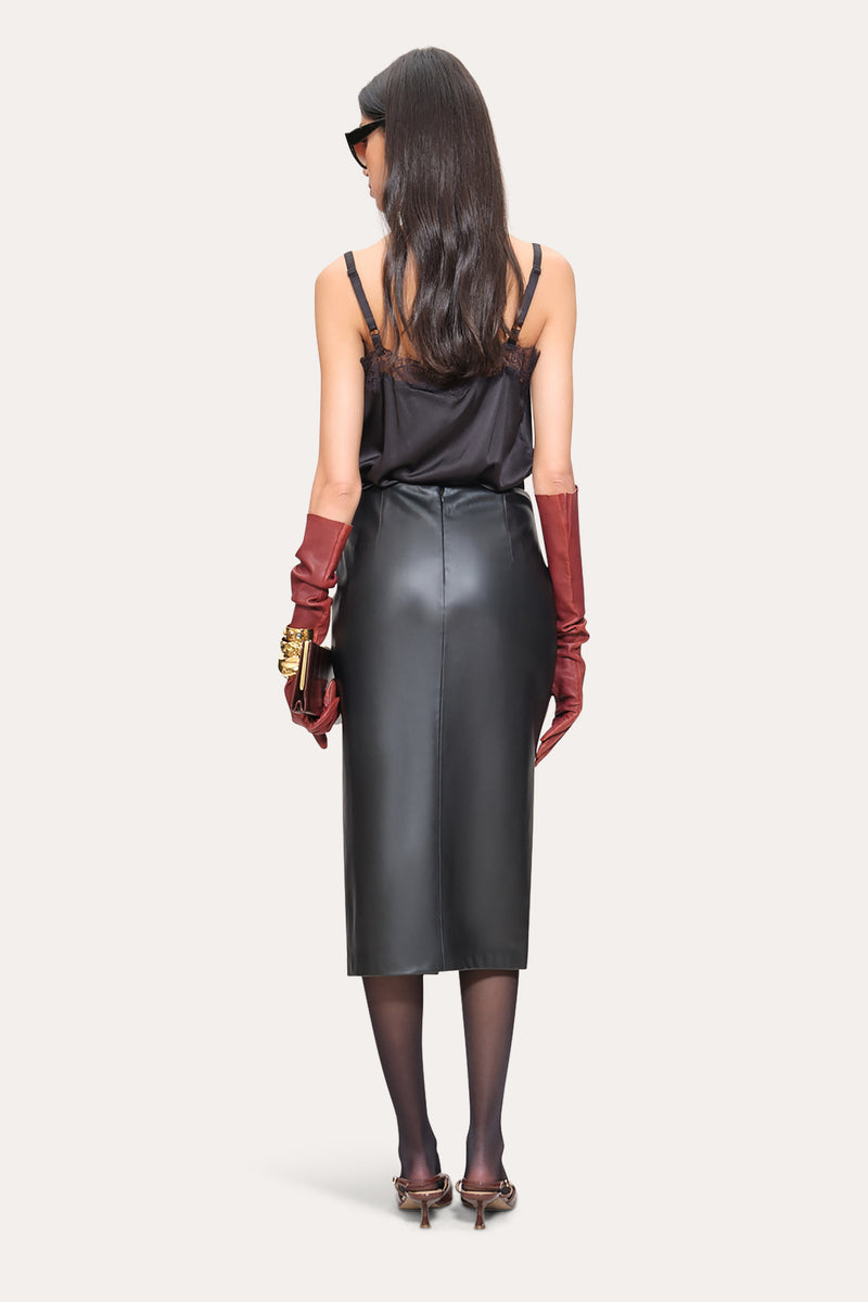 Vegan Leather Twist Skirt