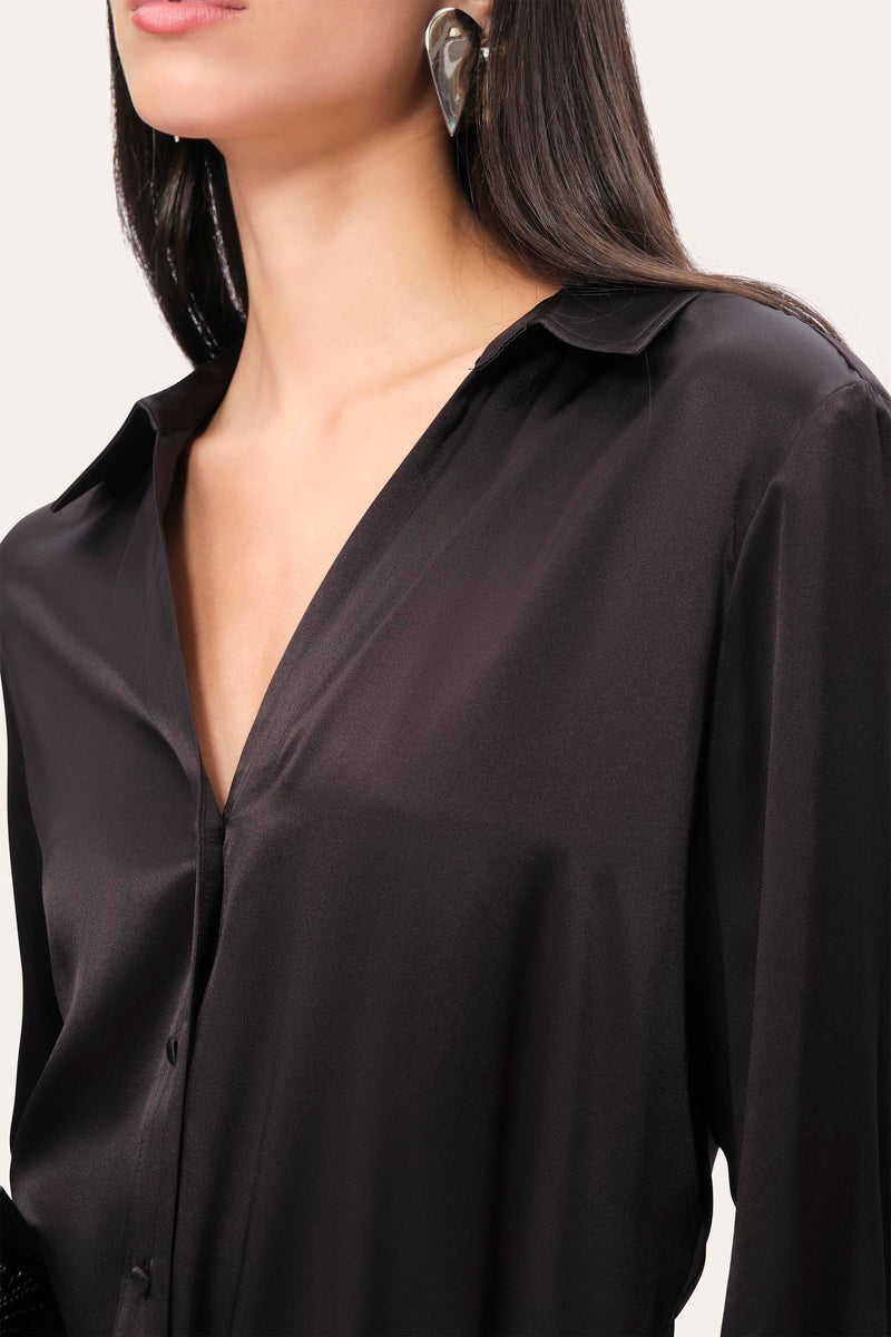 Silk Satin Button Down Shirt
