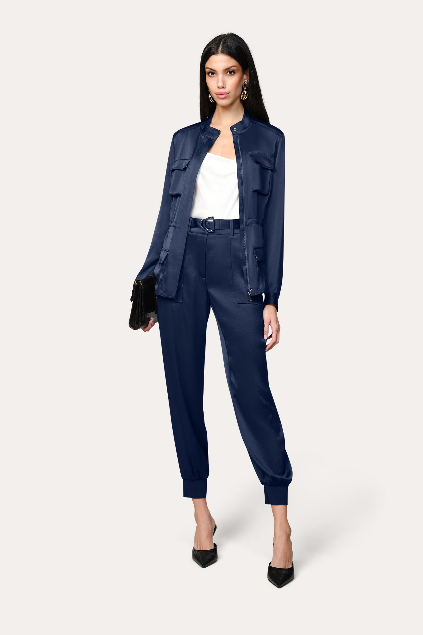 Olivia Satin Belted Cargo Pant