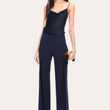 Crepe Overlay Slit Pant