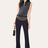 Sleeveless Silk Satin Contour Shirt