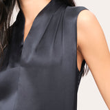 Sleeveless Silk Satin Contour Shirt