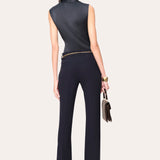Sleeveless Silk Satin Contour Shirt