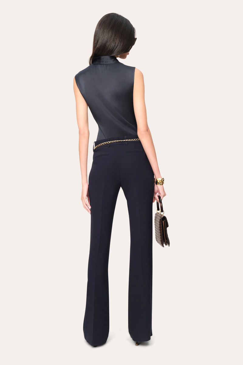 Sleeveless Silk Satin Contour Shirt