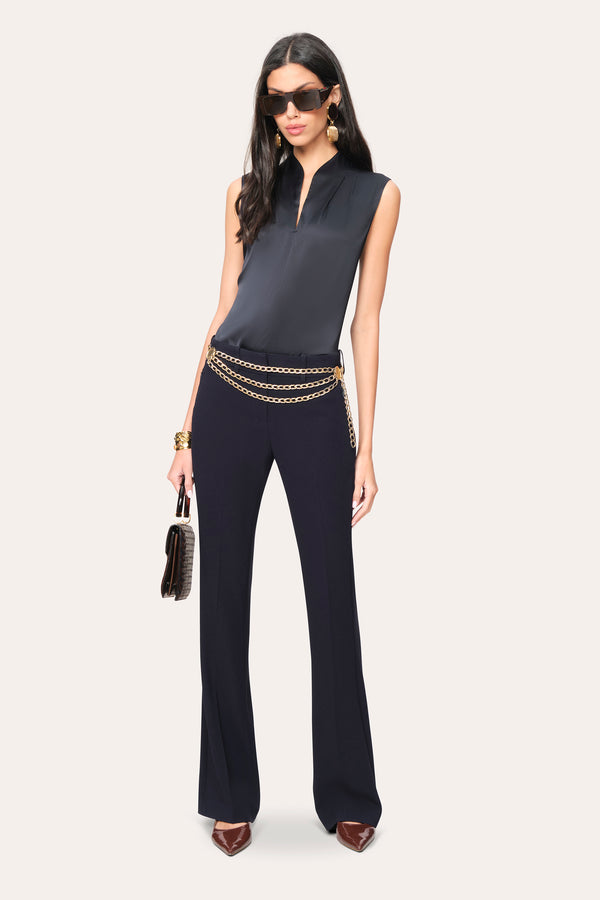 Sleeveless Silk Satin Contour Shirt