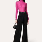 Silk Pointelle Turtleneck Sweater