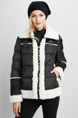 Tahari Faux Shearling Puffer Coat