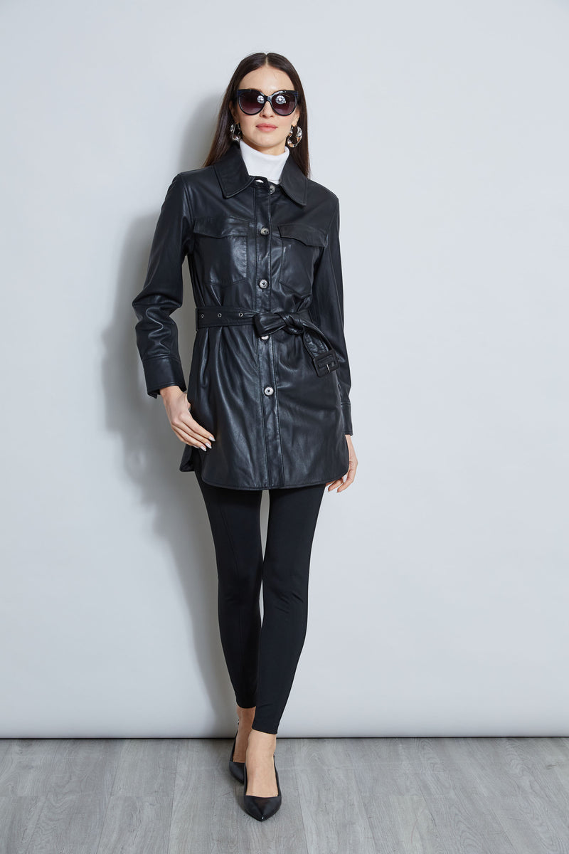 T tahari deals leather jacket