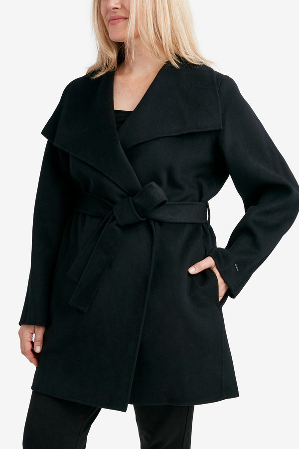 Tahari Double Face Lightweight Wool Wrap Coat, Plus Size