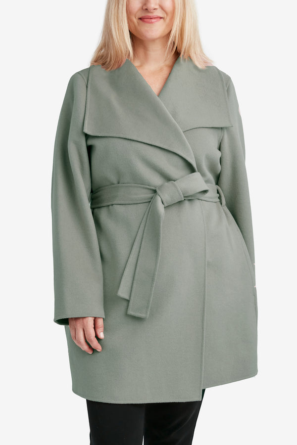 Tahari Double Face Lightweight Wool Wrap Coat, Plus Size